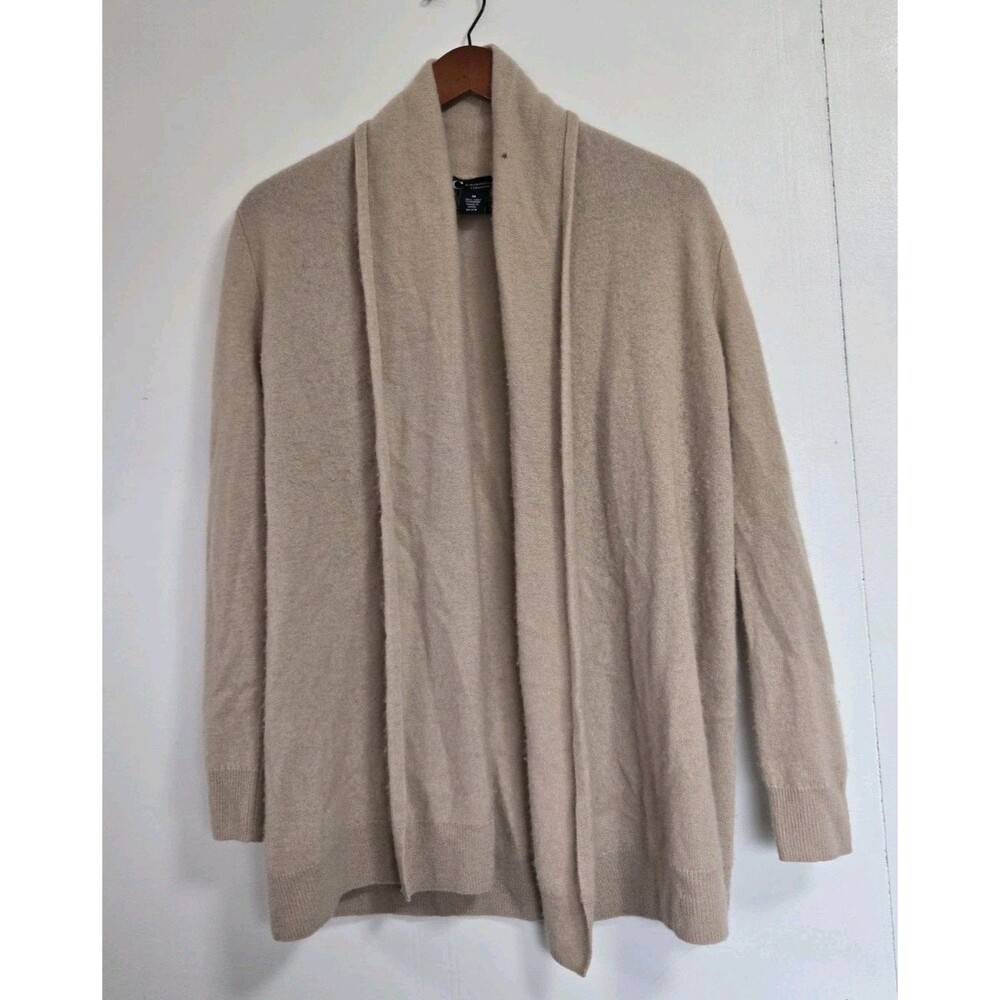 Bloomingdales Sweater Womens M 100% Cashmere Shawl Beige Normcore Basic Preppy‎